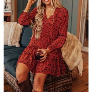 Vermont Visit Shift Dress in Rust